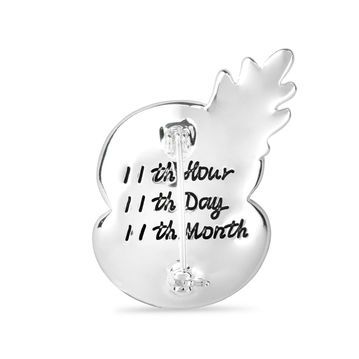 11th Hour, 11th Day, 11th Month with Leaf Poppy Brooch