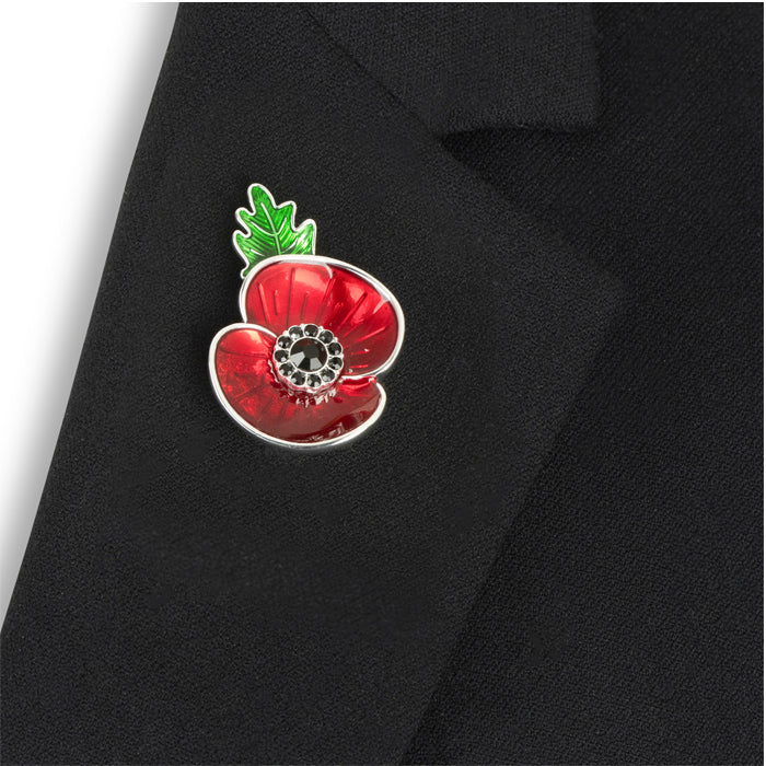 11th Hour, 11th Day, 11th Month with Leaf Poppy Brooch