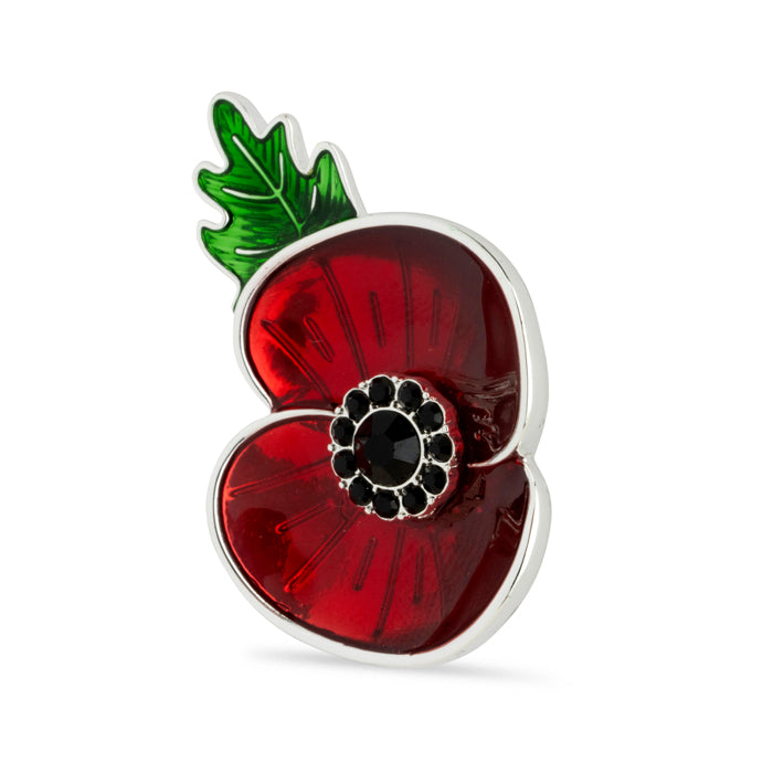 11th Hour, 11th Day, 11th Month with Leaf Poppy Brooch