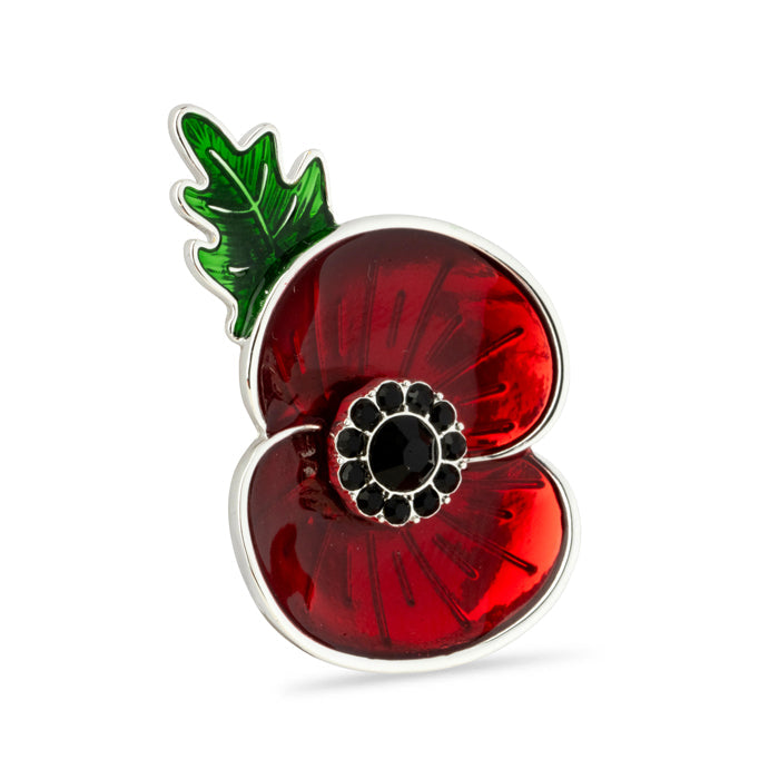 11th Hour, 11th Day, 11th Month with Leaf Poppy Brooch