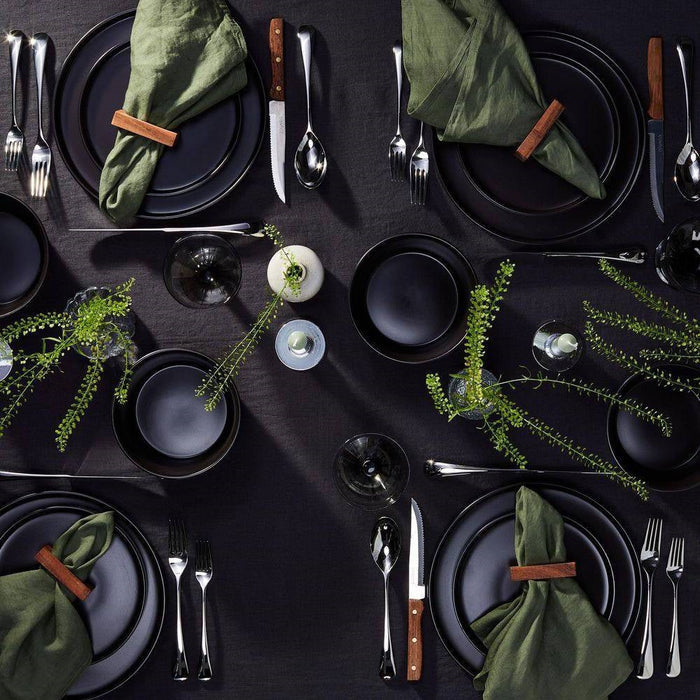 16-Piece Stoneware Dinnerware Set – Matte Black