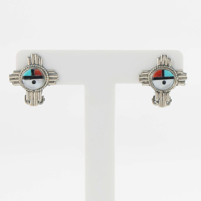 1960s Zuni Sunface Clip Earrings