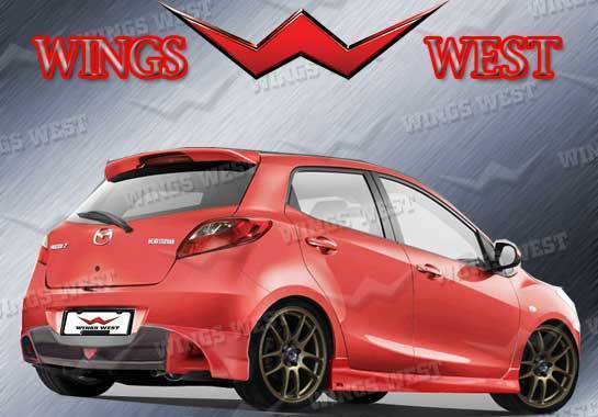 2009-2009 Mazda 2 4 doors POLYURETHANE Black Rear Lip-1