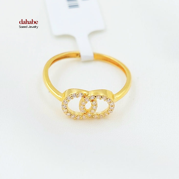 Zircon Studded Deluxe Ring Made of 21K Gold by Saeed Jewelry