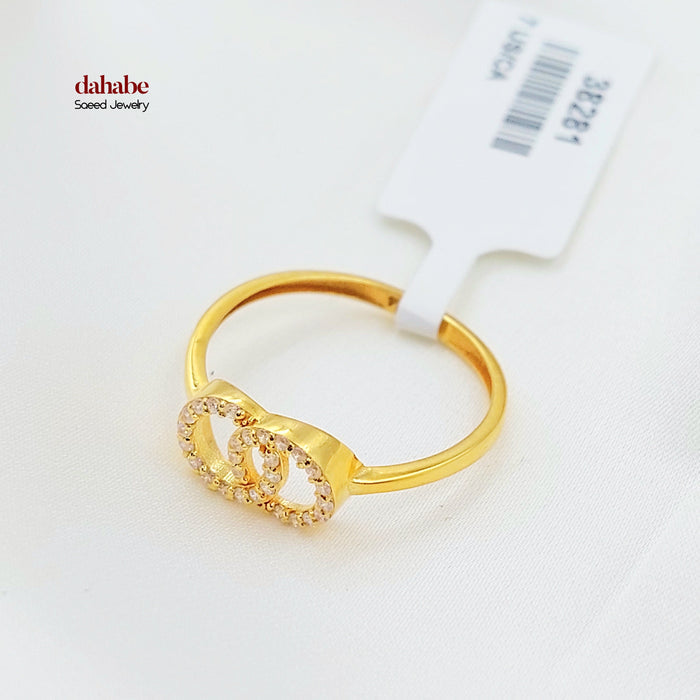 Zircon Studded Deluxe Ring Made of 21K Gold by Saeed Jewelry