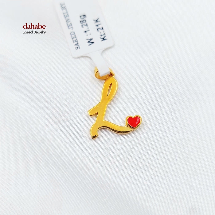 L Letter Pendant Made of 21K Gold by Saeed Jewelry