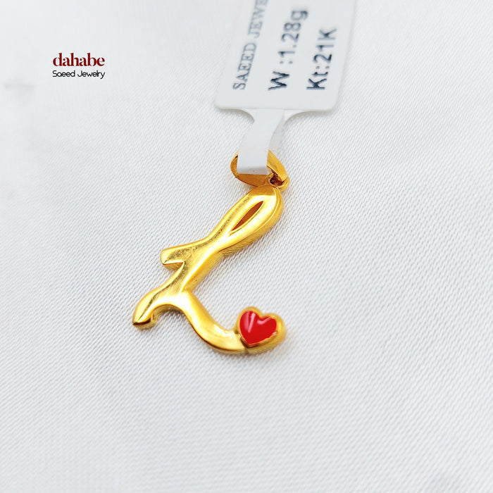 L Letter Pendant Made of 21K Gold by Saeed Jewelry