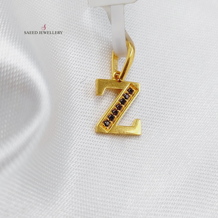 21K Z Letter Pendant Made of 21K Yellow Gold by Saeed Jewelry-z-تعليقة-حرف