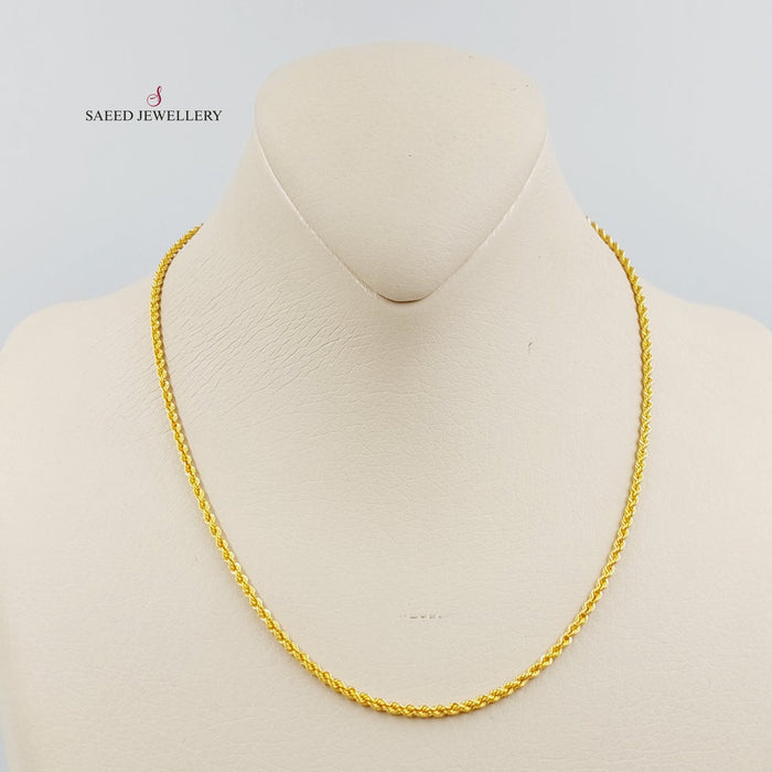 21K 40cm Thin Rope Chain Made of 21K Yellow Gold by Saeed Jewelry-25999