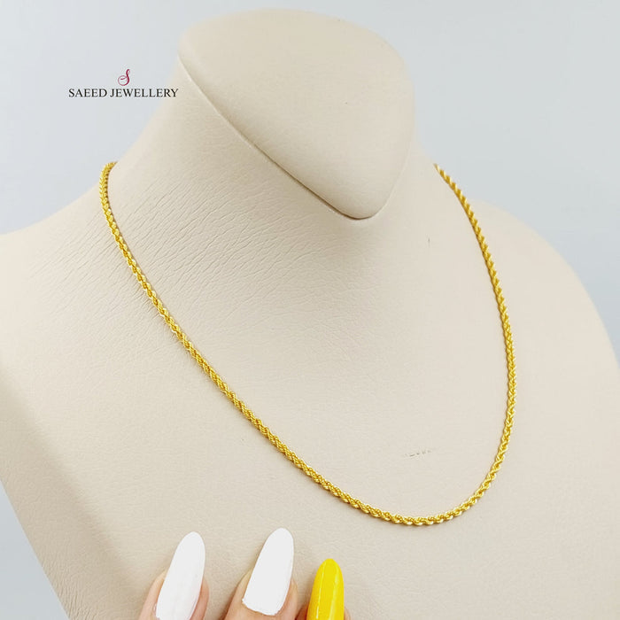 21K 40cm Thin Rope Chain Made of 21K Yellow Gold by Saeed Jewelry-25998