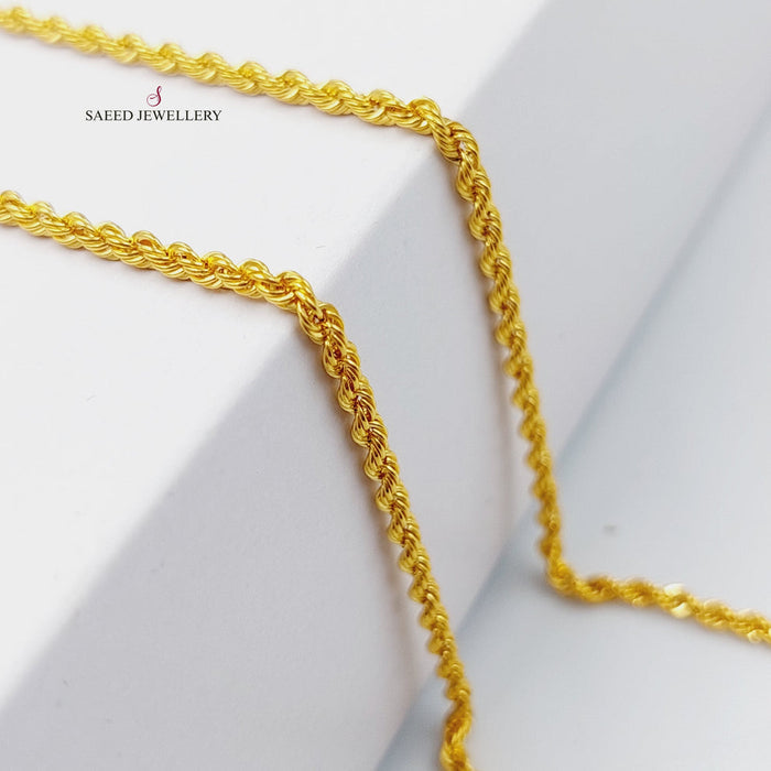 21K 40cm Thin Rope Chain Made of 21K Yellow Gold by Saeed Jewelry-26028