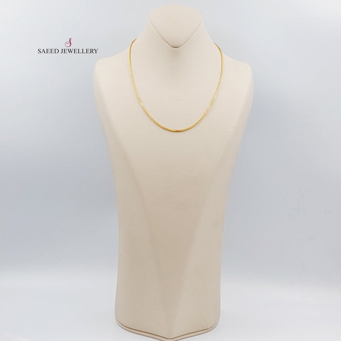 21K 45cm Spiga Thin Chain Made of 21K Yellow Gold by Saeed Jewelry-سنسال-كليو-باترا-45-سم-رفيع