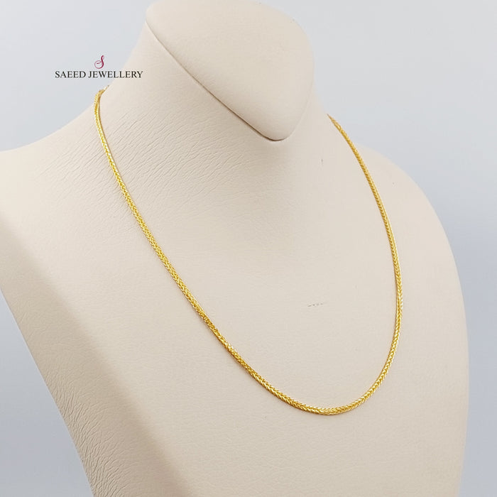 21K 45cm Spiga Thin Chain Made of 21K Yellow Gold by Saeed Jewelry-سنسال-كليو-باترا-45-سم-رفيع
