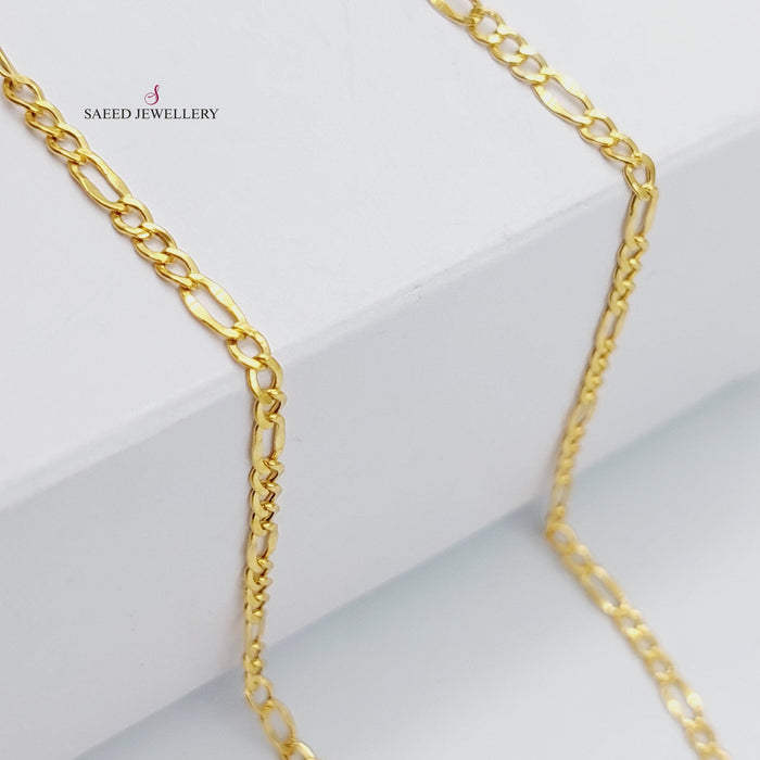 21K 45cm Medium Thickness Chain Made of 21K Yellow Gold by Saeed Jewelry-سنسال-كارتير-45-سم-متوسط-السماكة-1