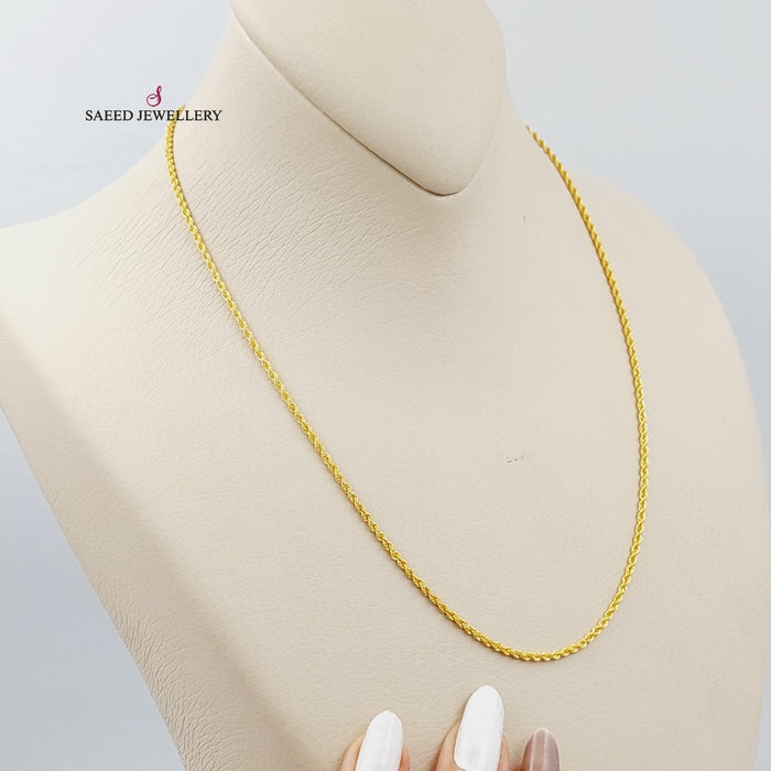 21K  45cm Thin Rope Chain Made of 21K Yellow Gold by Saeed Jewelry-27127