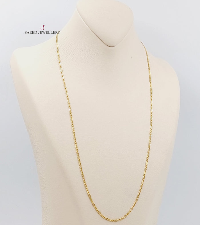 21K 60cm Thin Chain Made of 21K Yellow Gold by Saeed Jewelry-سنسال-كارتير-60-سم-رفيع