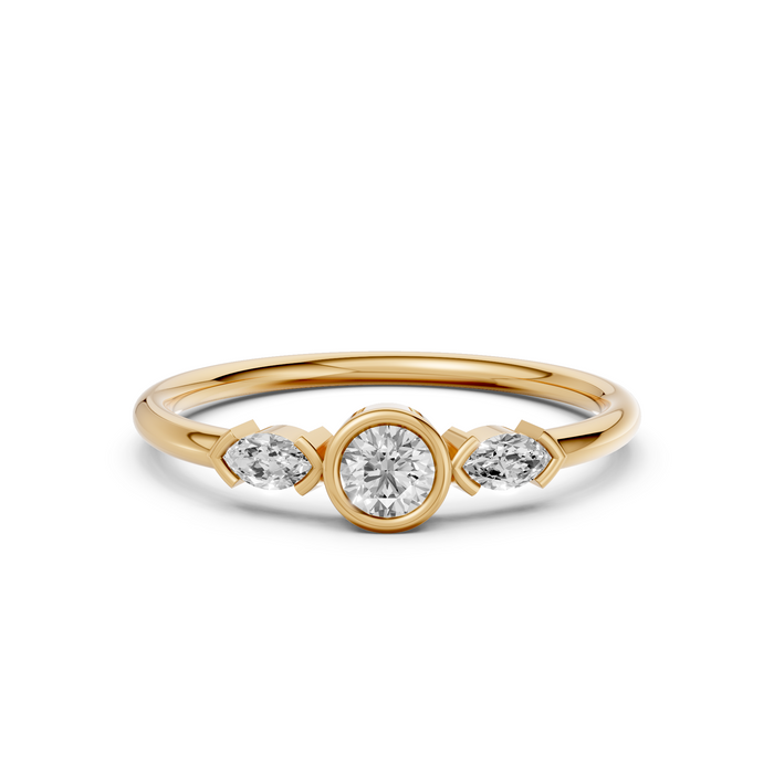 Amara Three Stone Round & Marquise Lab Grown Diamond Ring