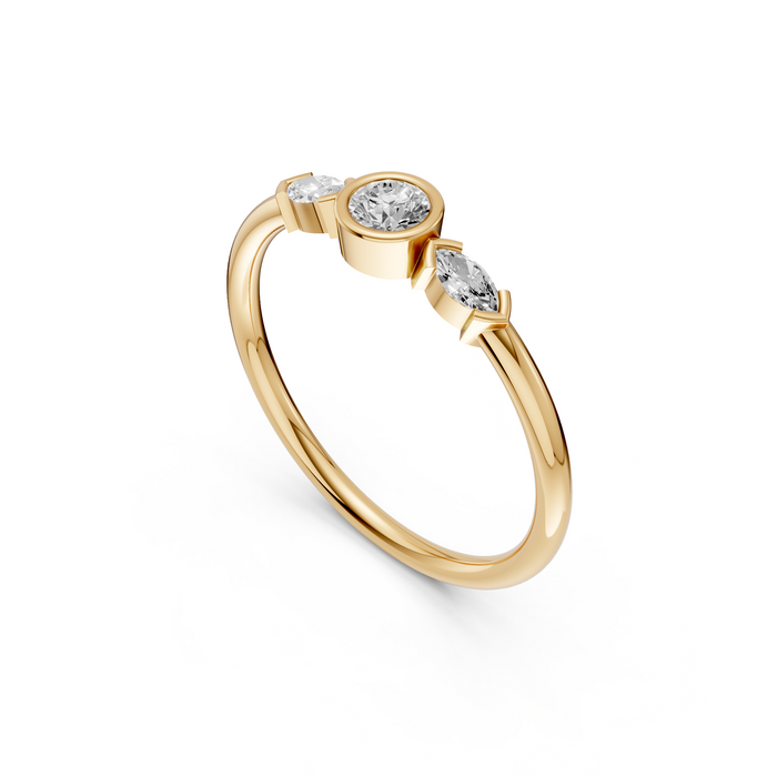 Amara Three Stone Round & Marquise Lab Grown Diamond Ring