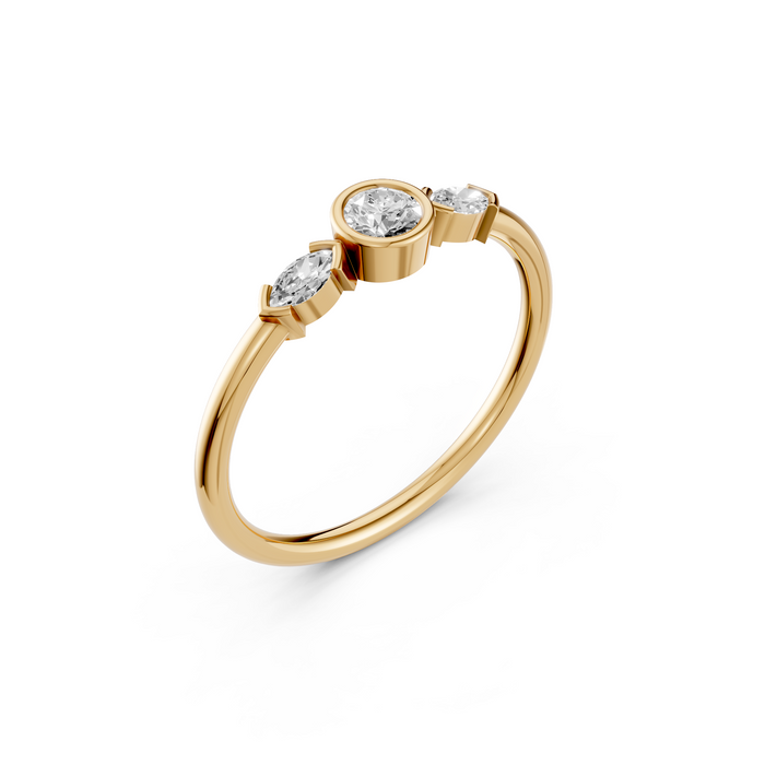 Amara Three Stone Round & Marquise Lab Grown Diamond Ring