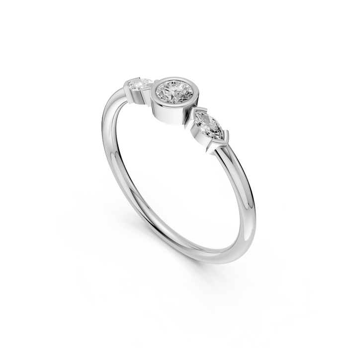 Amara Three Stone Round & Marquise Lab Grown Diamond Ring