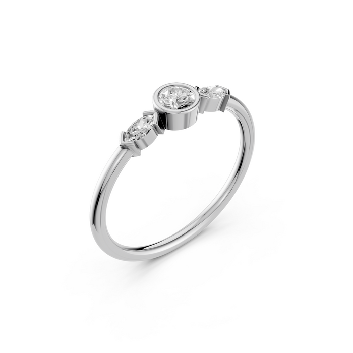 Amara Three Stone Round & Marquise Lab Grown Diamond Ring