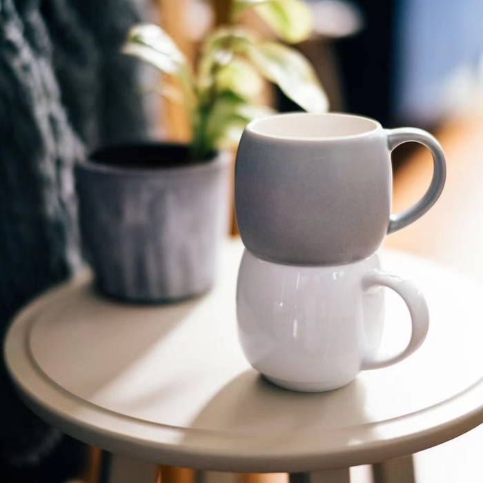 Barrel Stacking Mug – Matte Beige Porcelain Aroma Coffee Mug