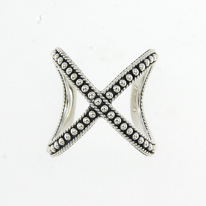 Beaded X design ring image 0