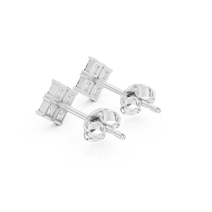 Princess Cut Lab Grown Diamond Stud Earrings in Silver