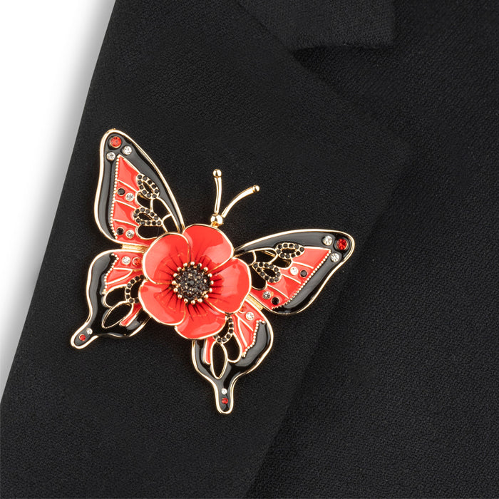 Butterfly and Poppy Brooch