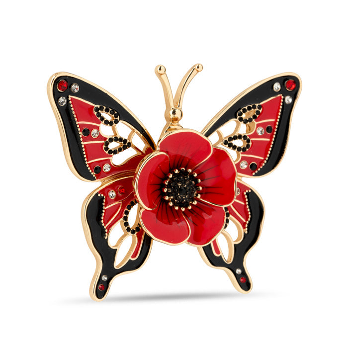 Butterfly and Poppy Brooch