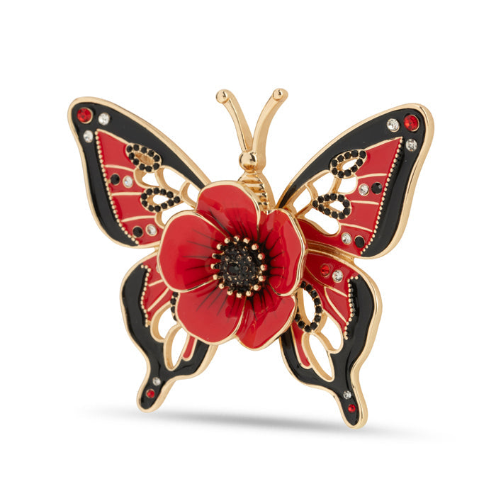 Butterfly and Poppy Brooch