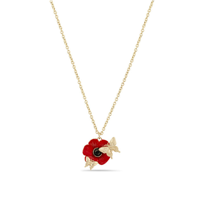 Butterfly and Poppy Necklace