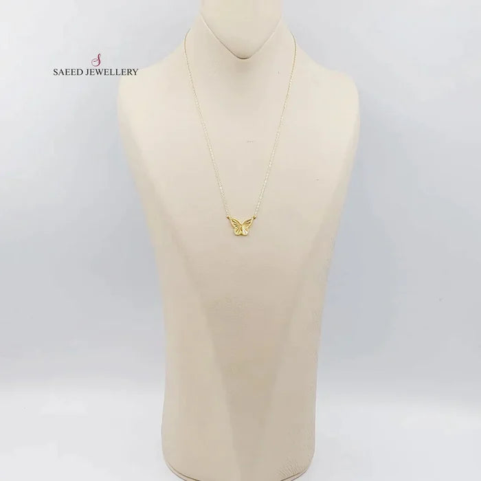 18K Butterfly Necklace Made of 18K Yellow Gold by Saeed Jewelry-26101
