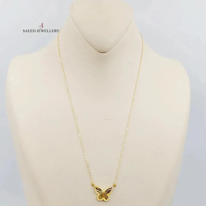 18K Butterfly Necklace Made of 18K Yellow Gold by Saeed Jewelry-26101