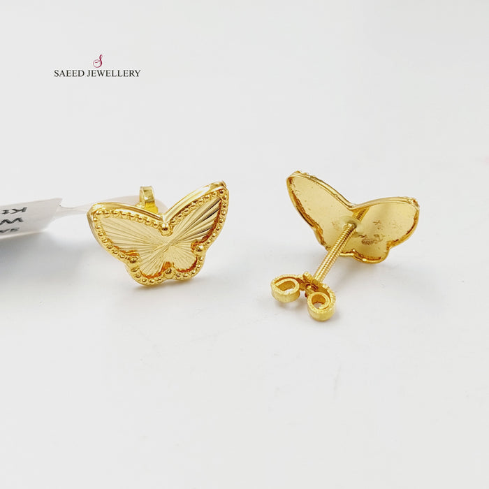 18K حلق برغي فراشة-مجوهرات الشيخ سعيد-Saeed Jewelry