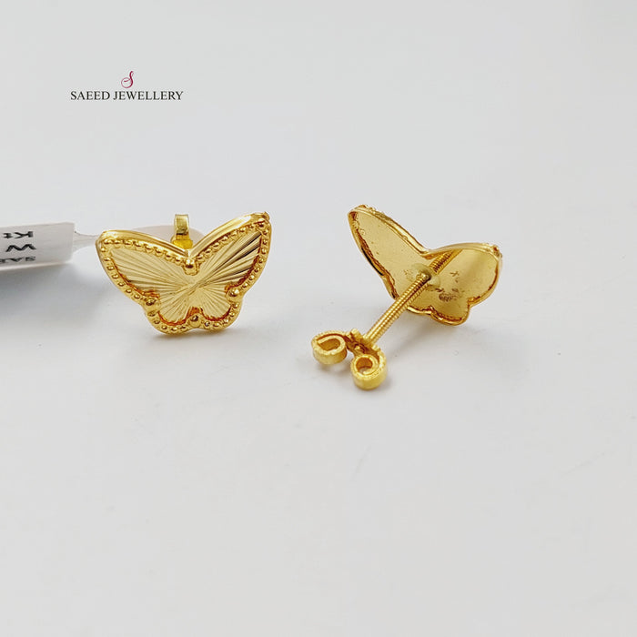 18K حلق برغي فراشة-مجوهرات الشيخ سعيد-Saeed Jewelry