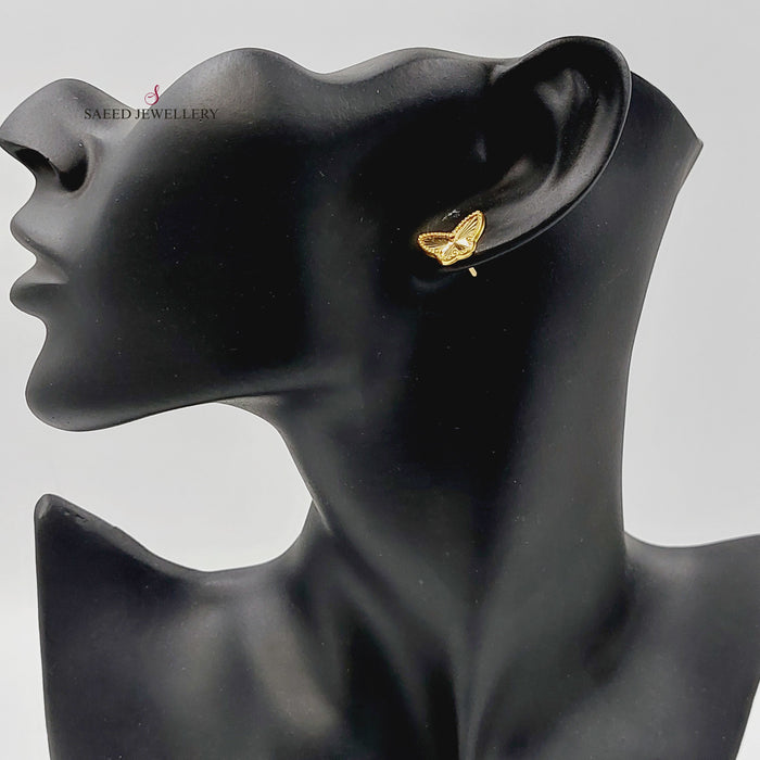 18K حلق برغي فراشة-مجوهرات الشيخ سعيد-Saeed Jewelry