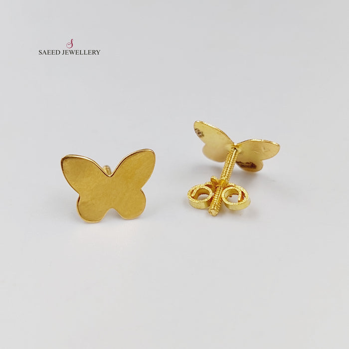 Butterfly Screw Earrings  Made Of 18K Yellow Gold by Saeed Jewelry-30544