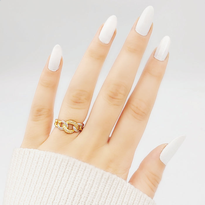 21K Chain Ring Made of 21K Yellow Gold by Saeed Jewelry-26796