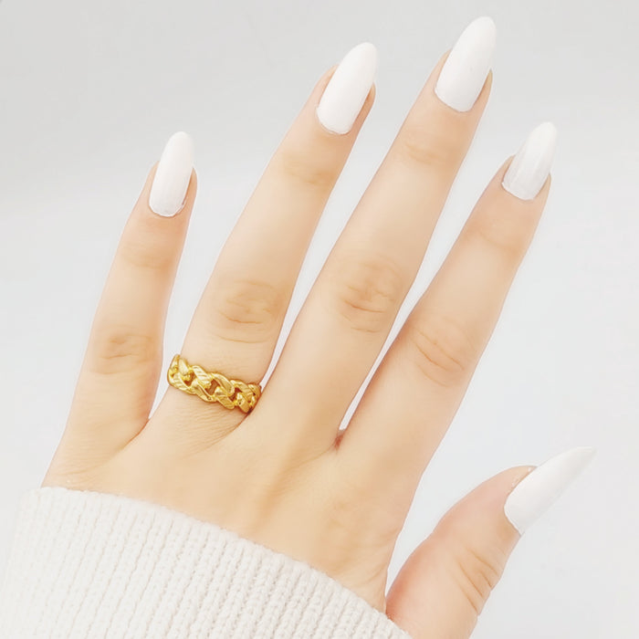 21K Chain Ring Made of 21K Yellow Gold by Saeed Jewelry-26794