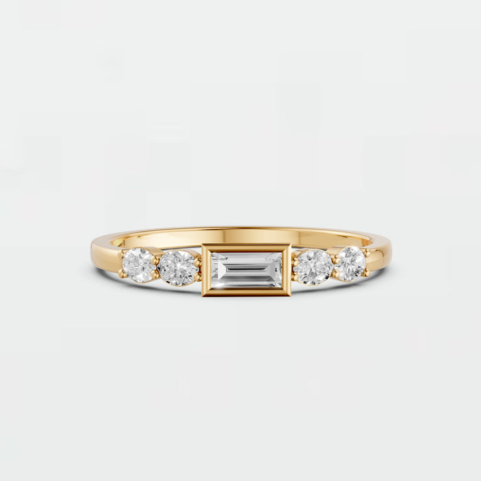 Classic Five-Stone Baguette & Oval Lab Diamond Wedding band