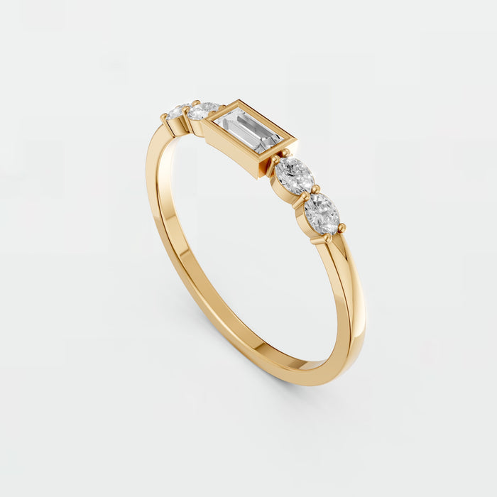 Classic Five-Stone Baguette & Oval Lab Diamond Wedding band