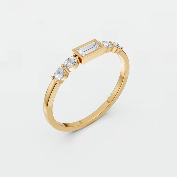 Classic Five-Stone Baguette & Oval Lab Diamond Wedding band