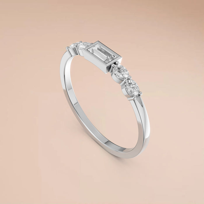 Classic Five-Stone Baguette & Oval Lab Diamond Wedding band