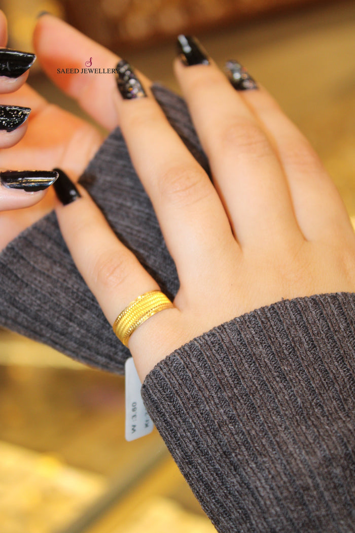 21K CNC Wedding Ring Made of 21K Yellow Gold by Saeed Jewelry-ذبلة-سي-ان-سي-9