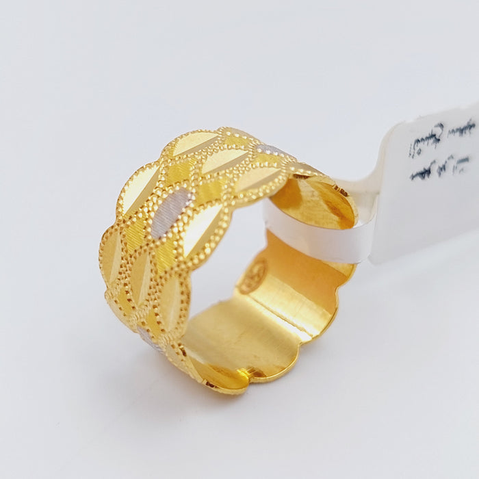 21K Colored CNC Wedding Ring Made of 21K Yellow Gold by Saeed Jewelry-ذبله-cnc-ملونه