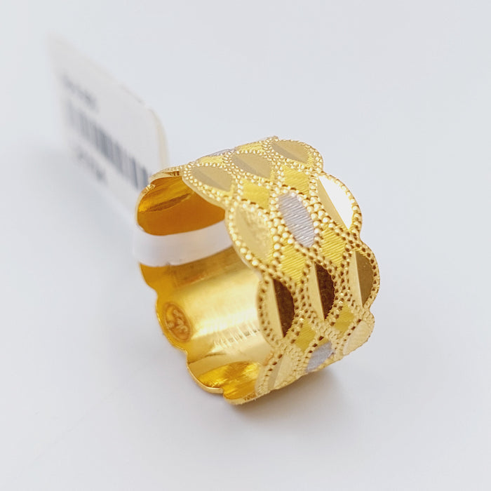 21K Colored CNC Wedding Ring Made of 21K Yellow Gold by Saeed Jewelry-ذبله-cnc-ملونه