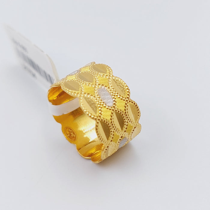 21K Colored CNC Wedding Ring Made of 21K Yellow Gold by Saeed Jewelry-ذبله-cnc-ملونه