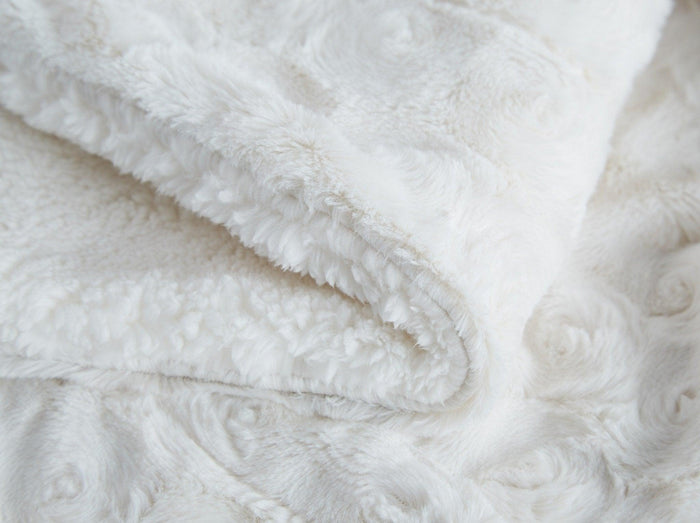 Creamy White Sherpa Faux Fur Throw Blanket