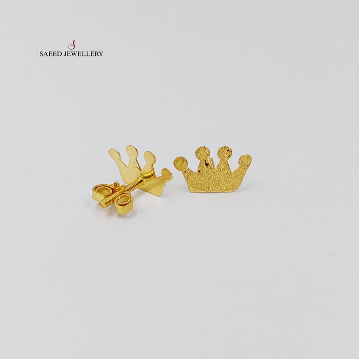 18K حلق برغي تاج-مجوهرات الشيخ سعيد-Saeed Jewelry